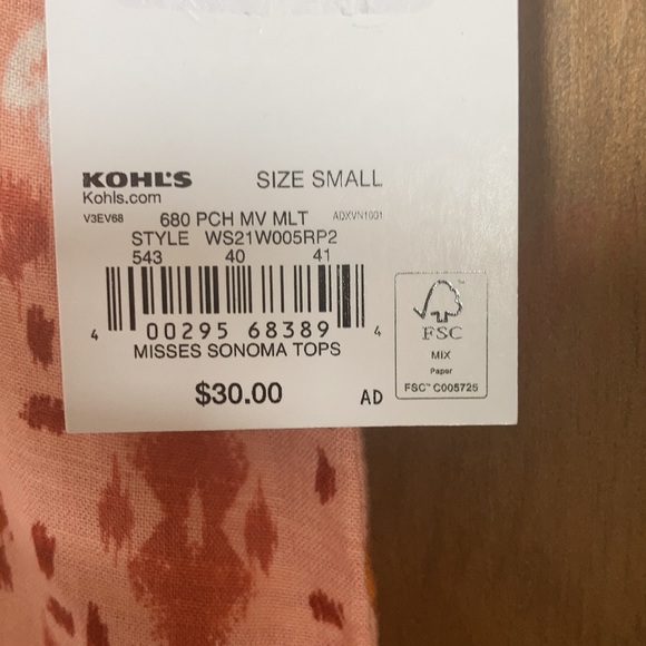 Sonoma print sleeveless top size S - Picture 13 of 13